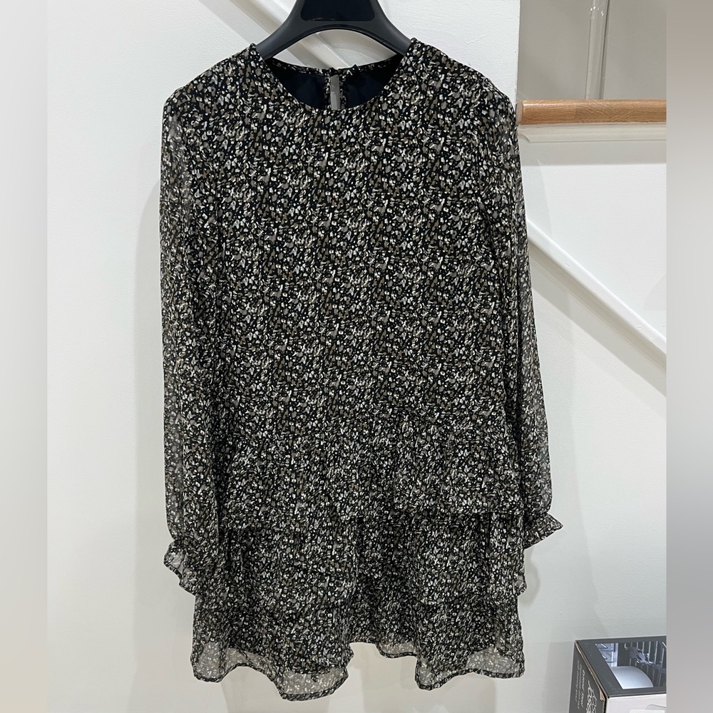Vero Moda ruffle smock mini ditsy smudge print dress / Size Small